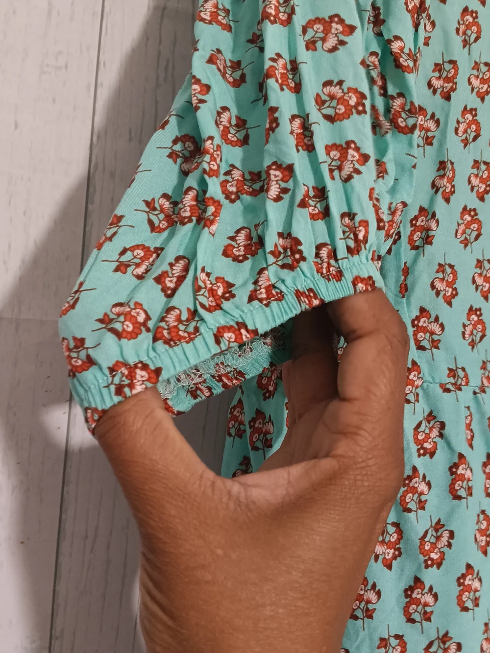 Boho Floral Tiered Dress in Turquoise & Orange Sz XL
